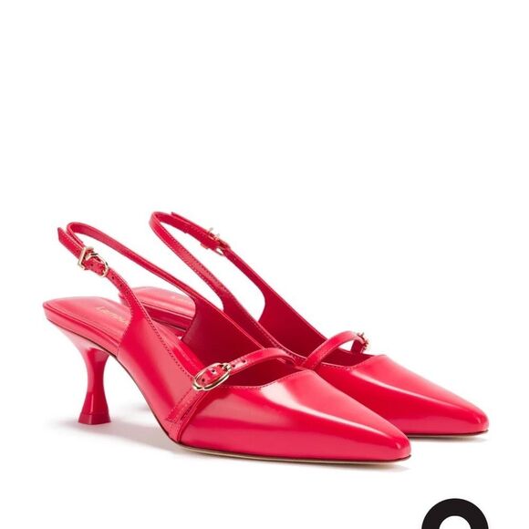 LARROUDE Ines Pump in Scarlet Leather NEW IN BOX! - Picture 1 of 14